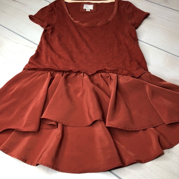 Anthropologie Tops - Postmark Terra-cotta Peplum tee w/ chiffon ruffle